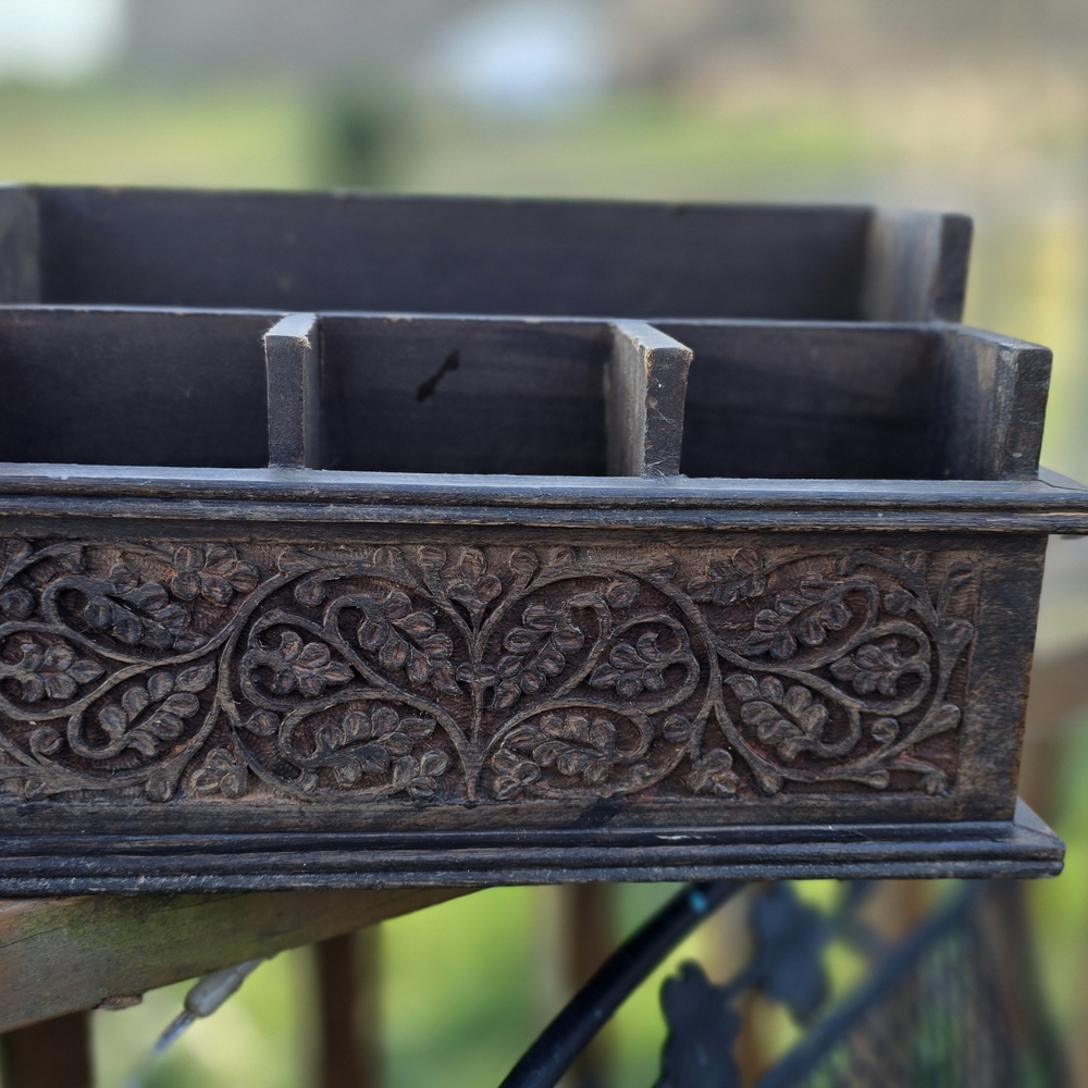 Hand Carved Wooden Organizer